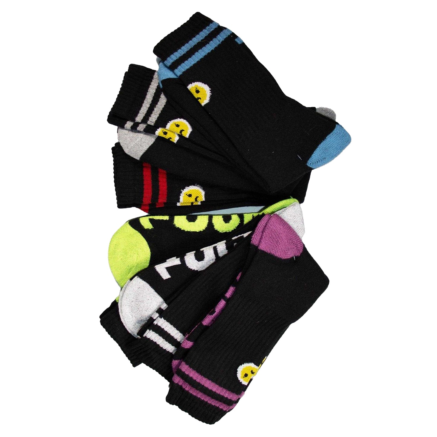 Black-Multicoloured - Back - Norfolk & Way Mens Fuck Off Text Socks (Pack of 6)