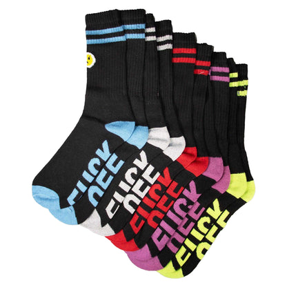 Black-Multicoloured - Front - Norfolk & Way Mens Fuck Off Text Socks (Pack of 6)