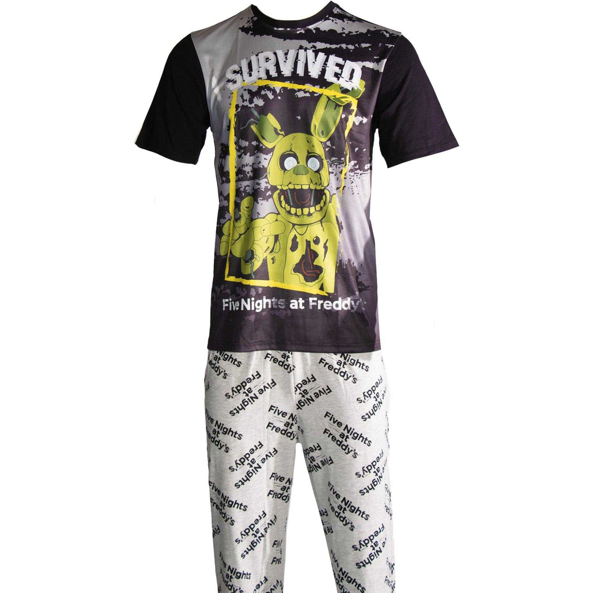 Black-Grey - Pack Shot - Five Nights At Freddys Mens Pyjama Set