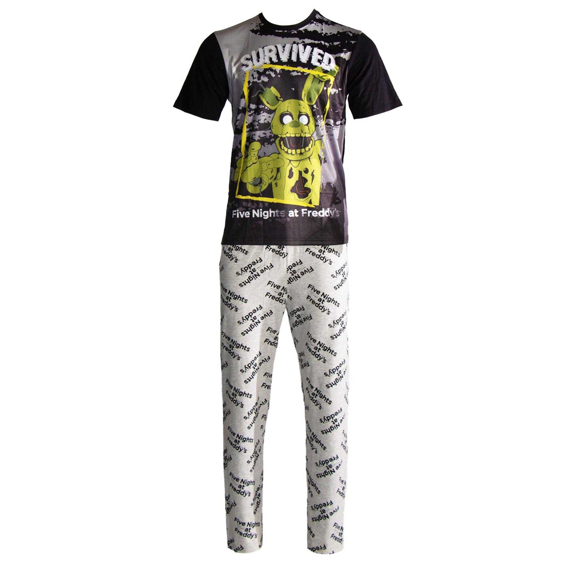 Black-Grey - Front - Five Nights At Freddys Mens Pyjama Set