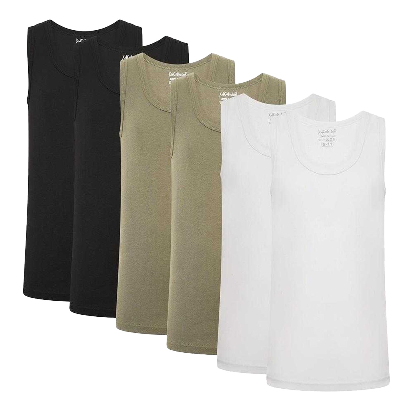 White - Front - KidCollection Boys Vest Top (Pack of 6)