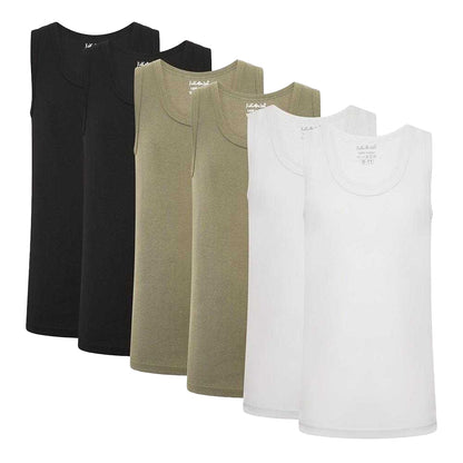 White - Front - KidCollection Boys Vest Top (Pack of 6)