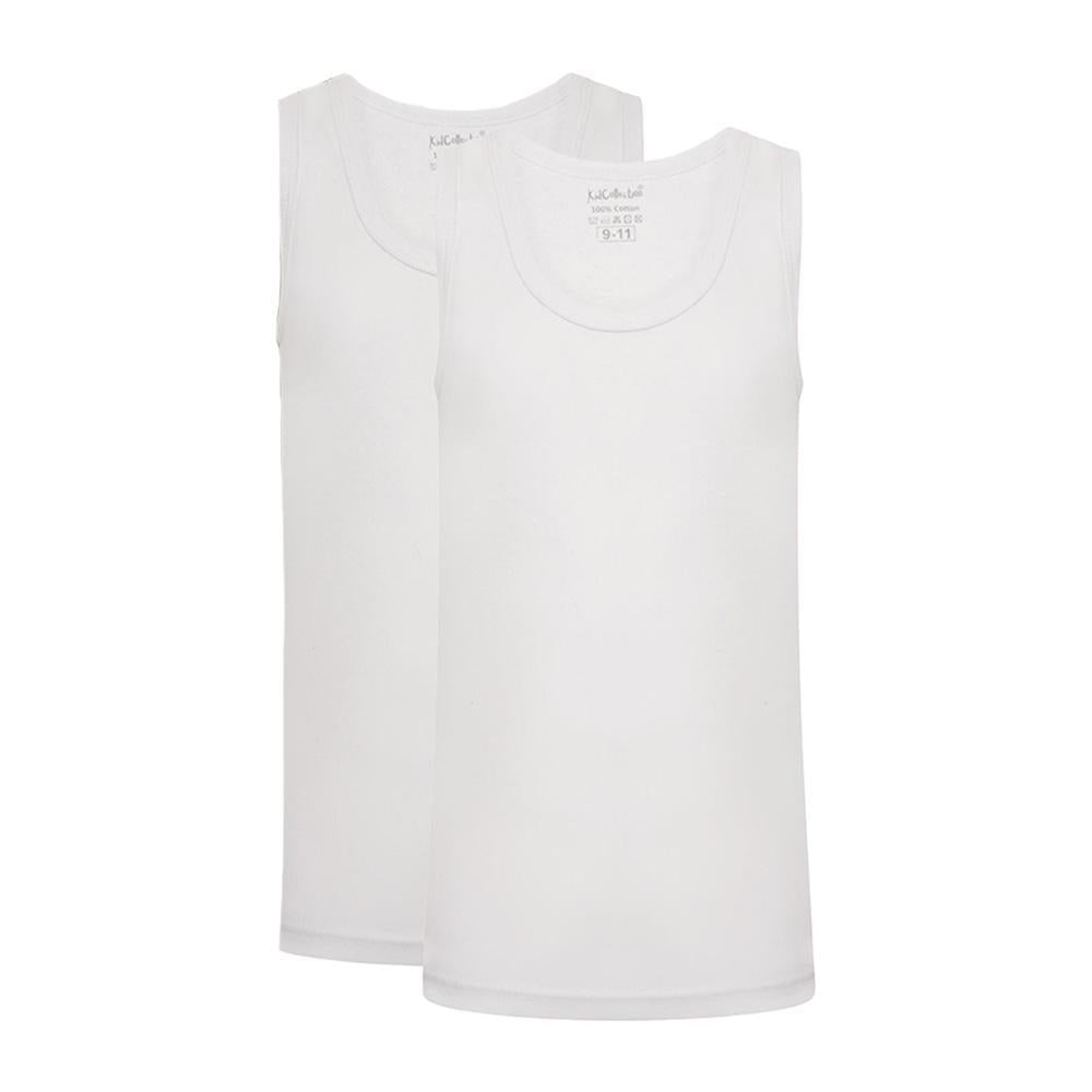 White-Black-Black-Sand-Sand - Back - KidCollection Boys Vest Top (Pack of 6)