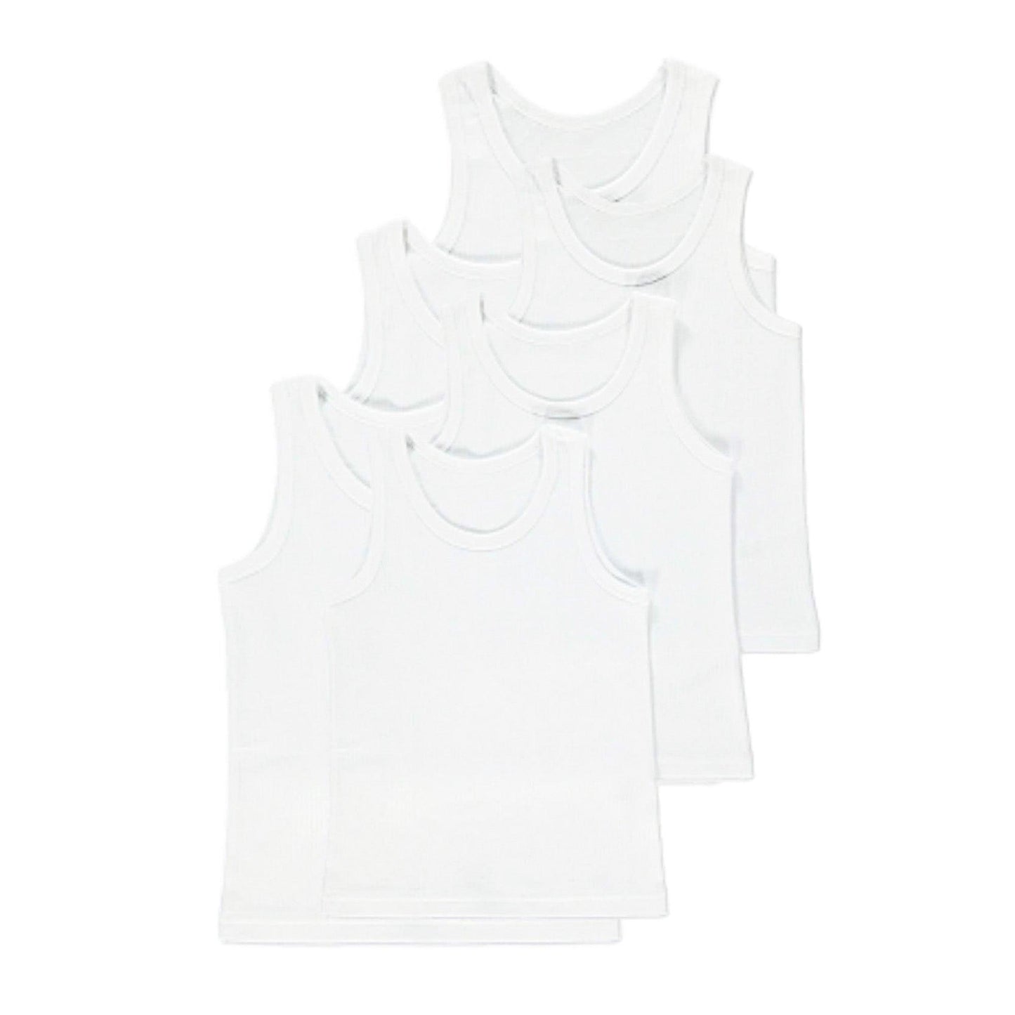 White-White - Front - KidCollection Boys Vest Top (Pack of 6)