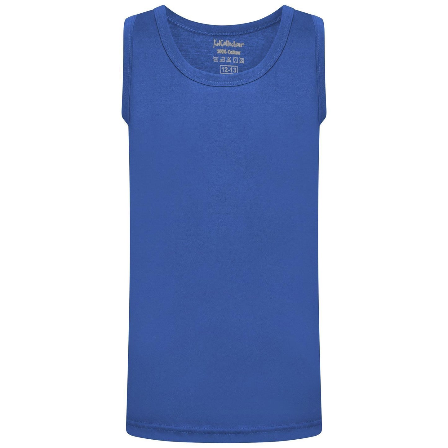 Red-Yellow-Green-Navy-Grey-Royal Blue - Back - KidCollection Boys Vest Top (Pack of 6)