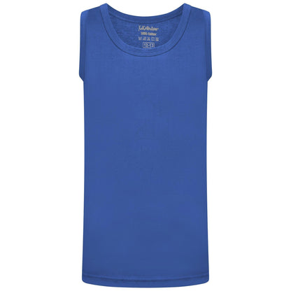 Red-Yellow-Green-Navy-Grey-Royal Blue - Back - KidCollection Boys Vest Top (Pack of 6)