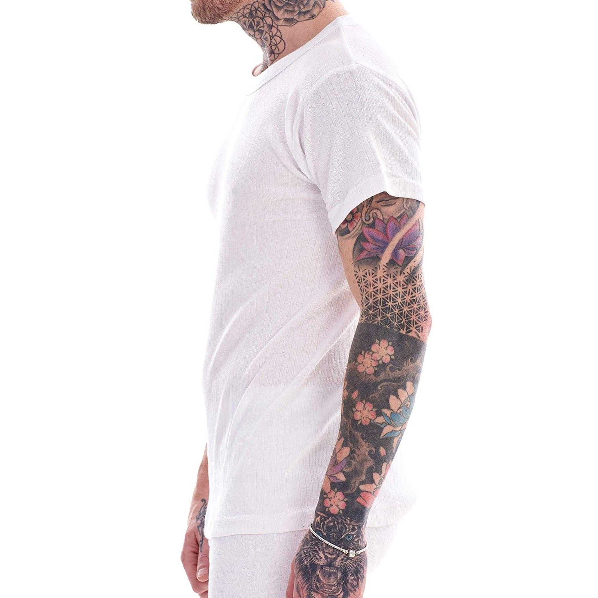 White - Side - Heatforce Mens Thermal V Neck Short-Sleeved Base Layer Top (Pack of 3)