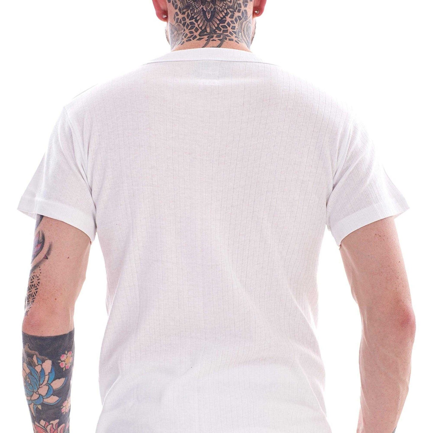 White - Back - Heatforce Mens Thermal V Neck Short-Sleeved Base Layer Top (Pack of 3)