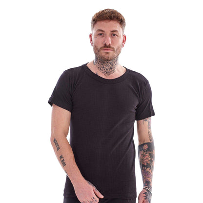 Black - Front - Heatforce Mens Thermal V Neck Short-Sleeved Base Layer Top (Pack of 3)