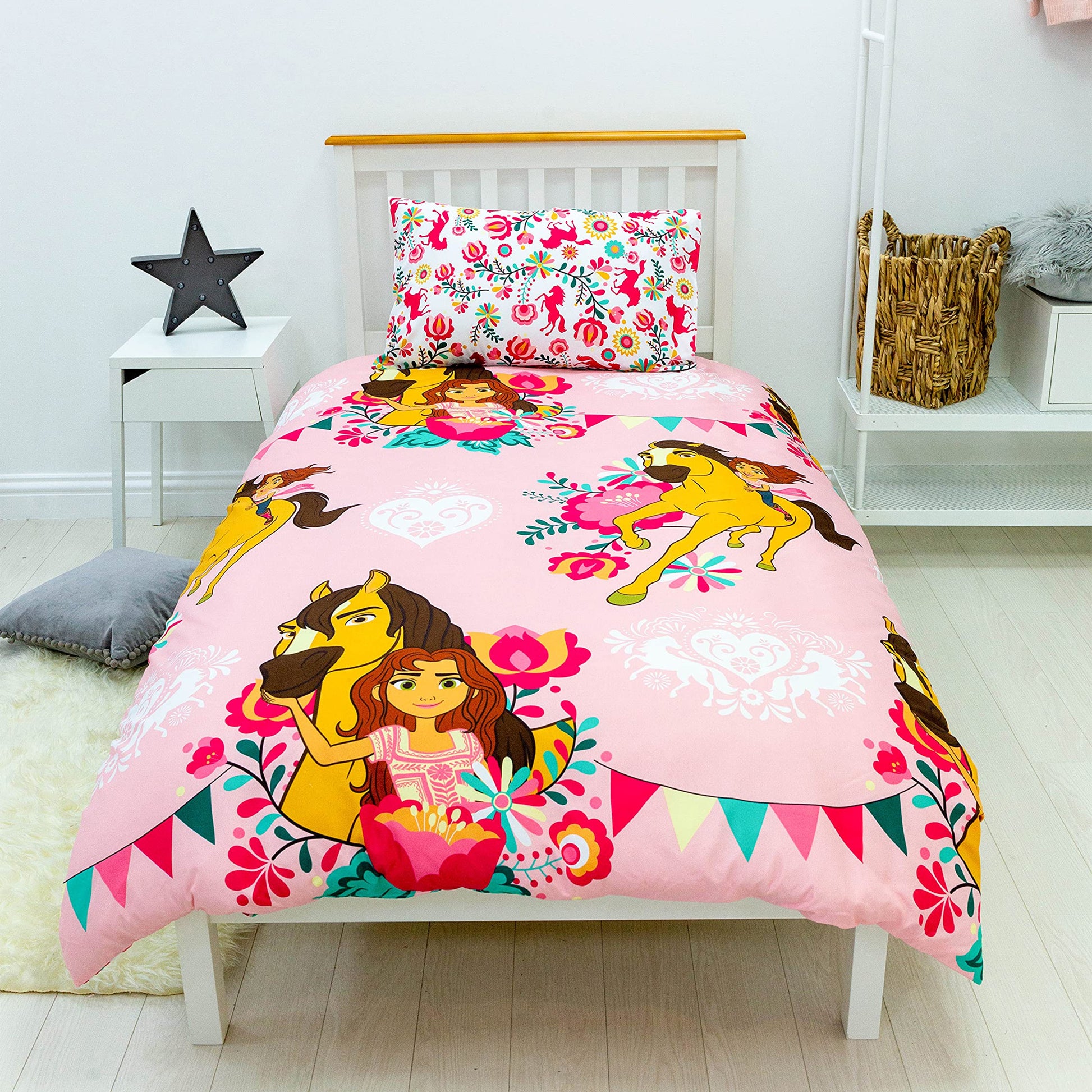 Pink-Multicoloured - Side - Spirit Fiesta Reversible Duvet Set
