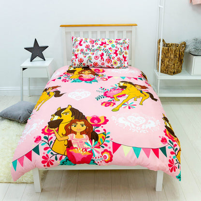 Pink-Multicoloured - Side - Spirit Fiesta Reversible Duvet Set
