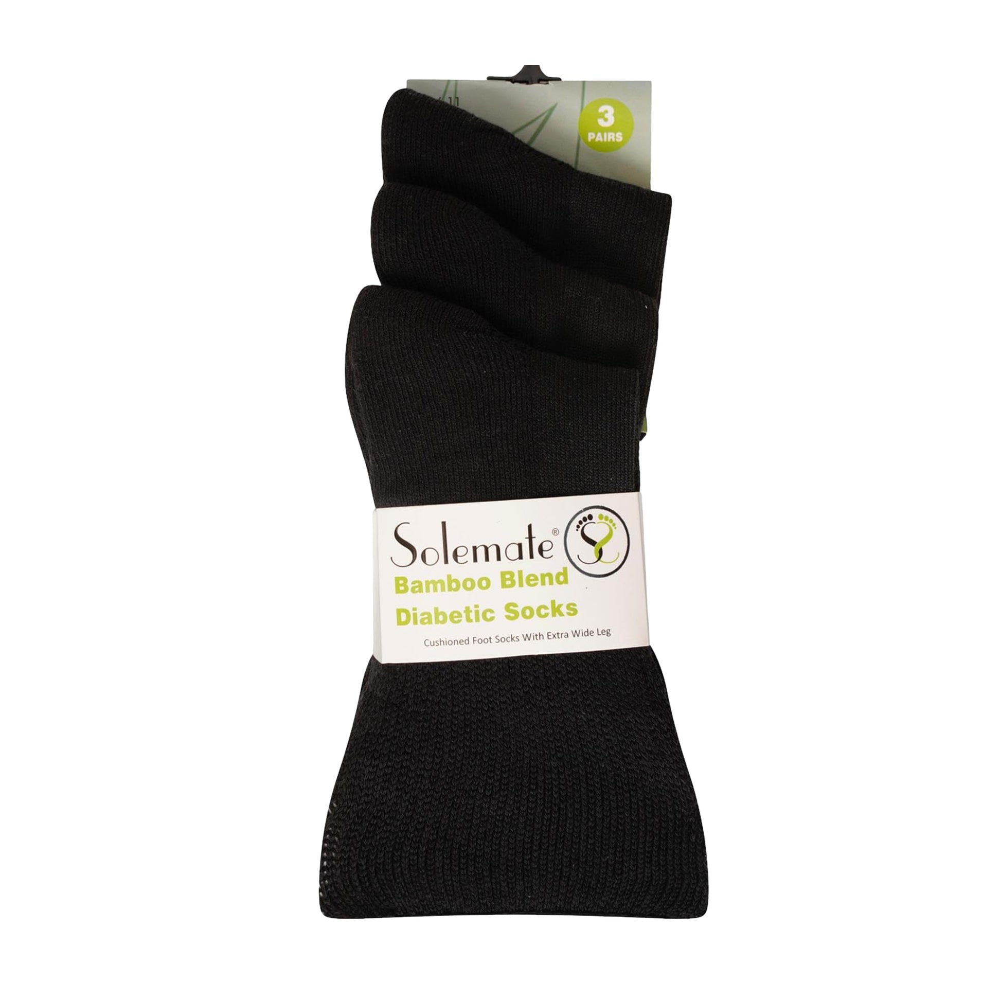 Black - Side - Soxy Mens Bamboo Extra Wide Diabetic Socks (Pack of 6)