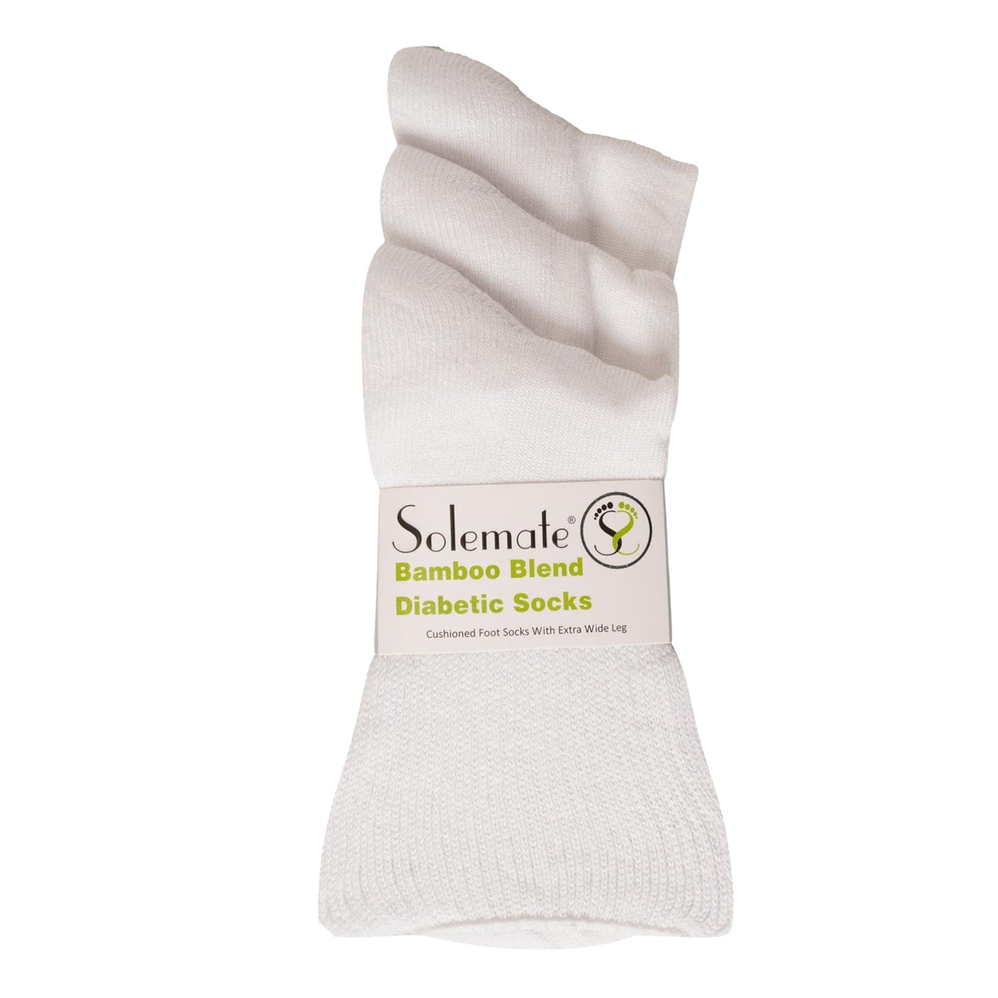 White - Side - Soxy Mens Bamboo Extra Wide Diabetic Socks (Pack of 6)
