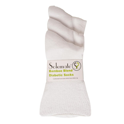White - Side - Soxy Mens Bamboo Extra Wide Diabetic Socks (Pack of 6)