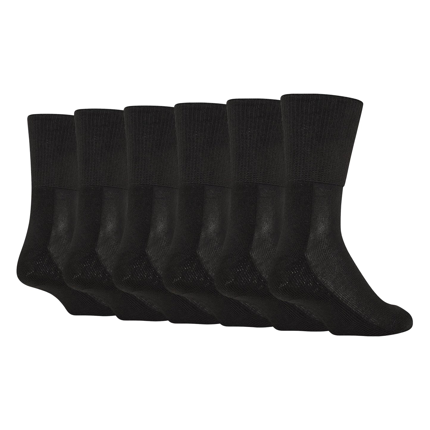 Black - Front - Soxy Mens Bamboo Extra Wide Diabetic Socks (Pack of 6)