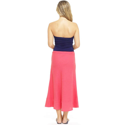 Coral - Back - K Collection Womens-Ladies Ex Store Linen Blend Maxi Skirt