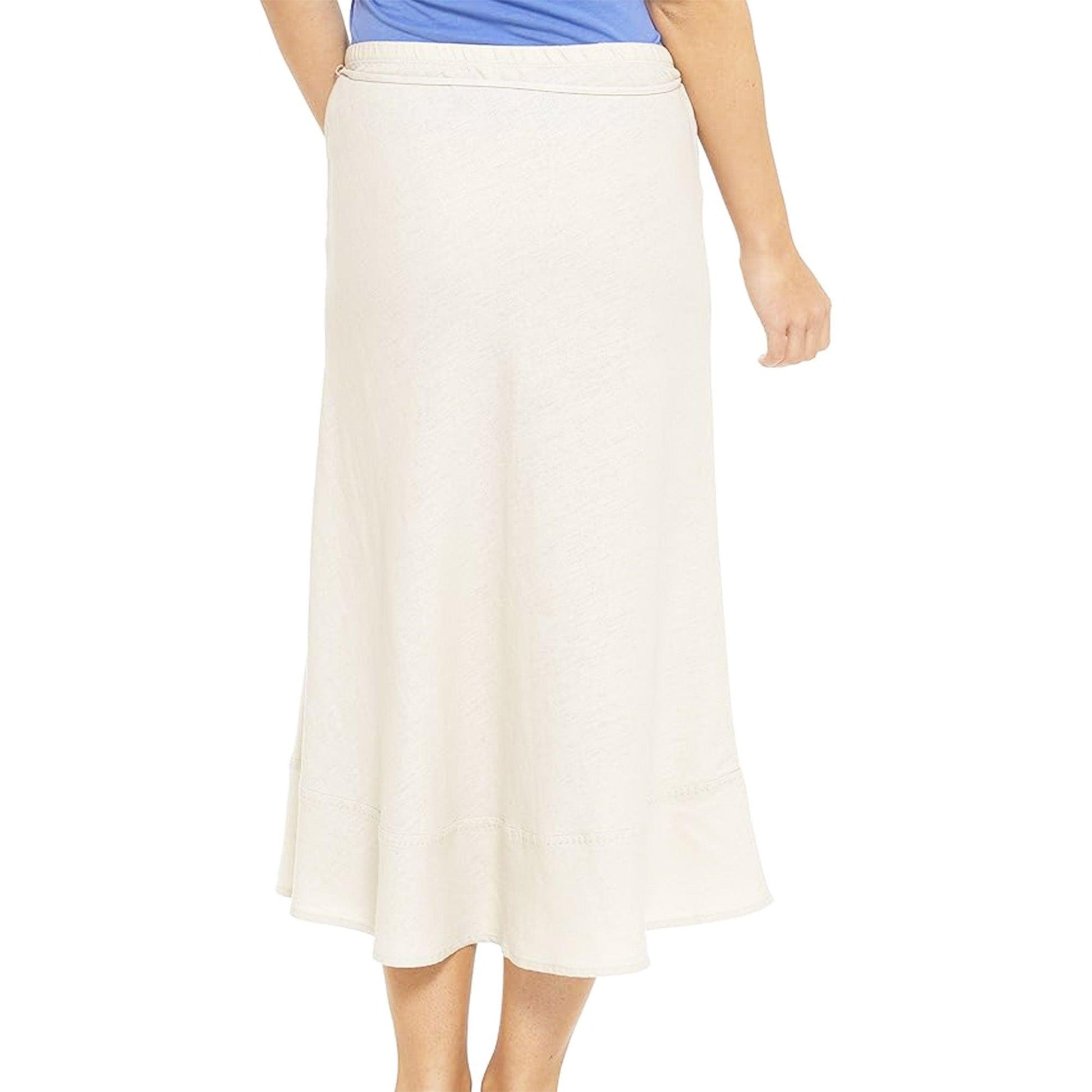 Cream - Back - K Collection Womens-Ladies Ex Store Linen Blend Maxi Skirt