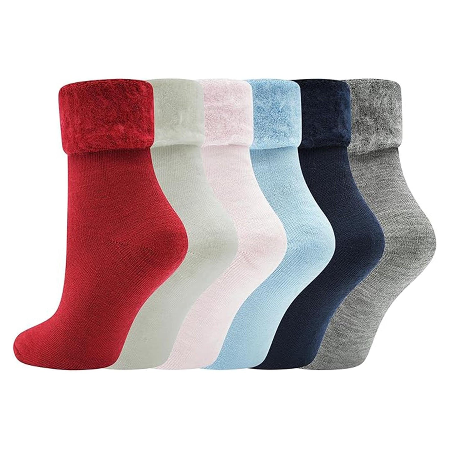 Multicoloured - Front - Soxy Womens-Ladies Thermal Fleece Socks (Pack of 6)