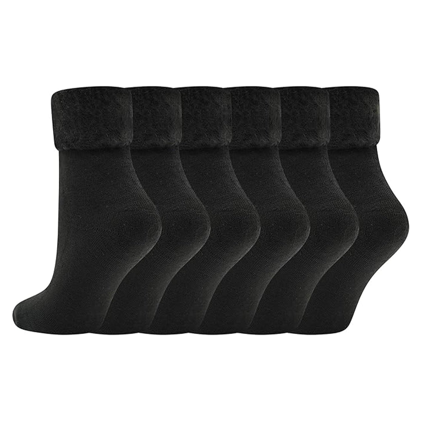 Black - Front - Soxy Womens-Ladies Thermal Fleece Socks (Pack of 6)