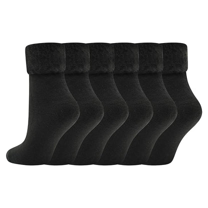 Black - Front - Soxy Womens-Ladies Thermal Fleece Socks (Pack of 6)