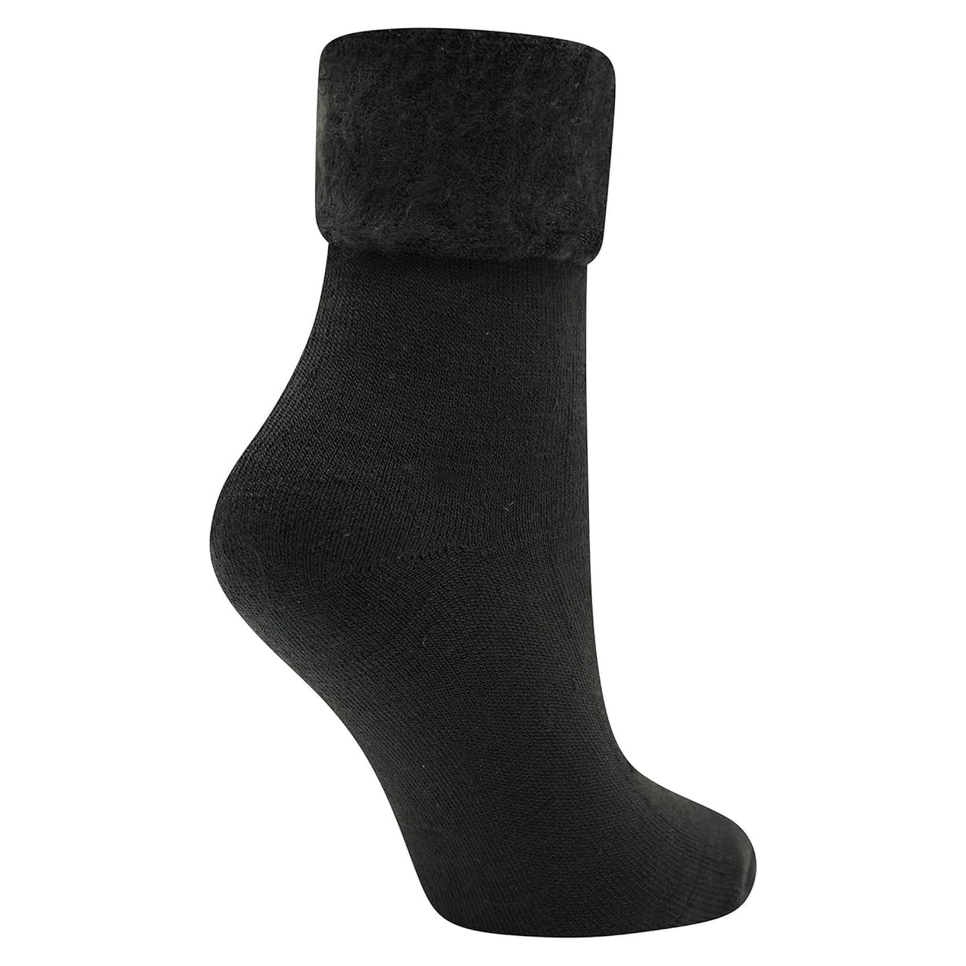 Black - Back - Soxy Womens-Ladies Thermal Fleece Socks (Pack of 6)