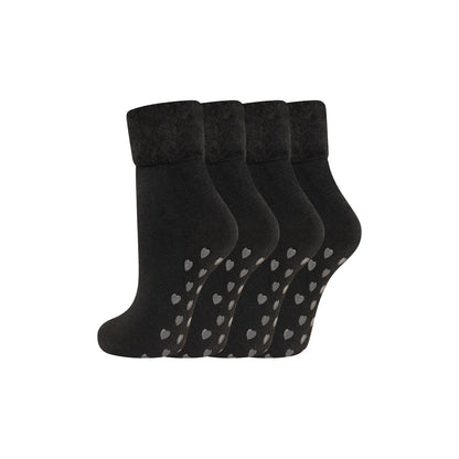 Black - Front - Soxy Womens-Ladies Animals Fleece Lined Socks (Pack of 4)