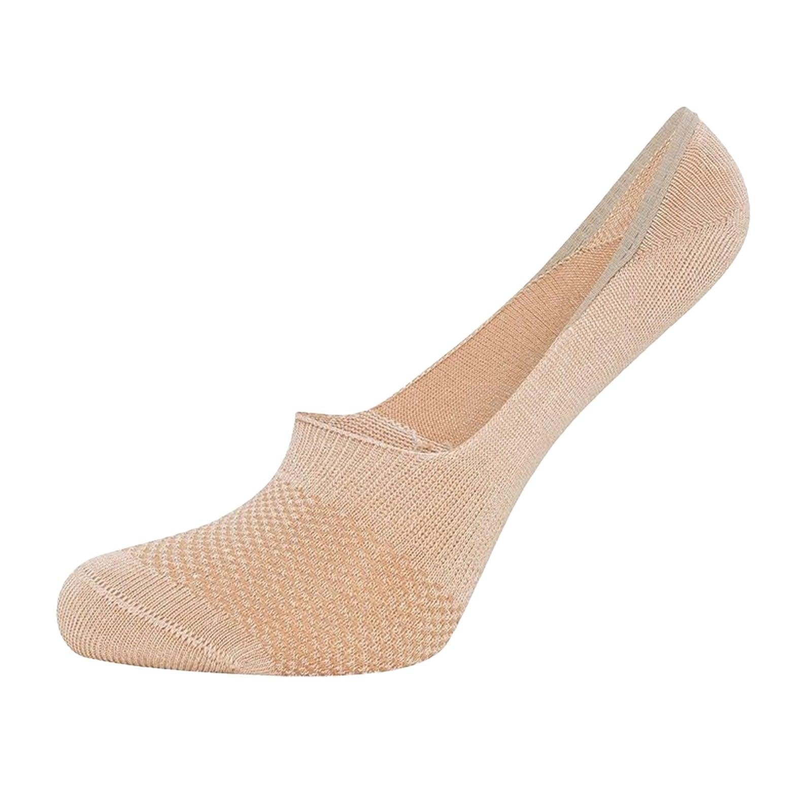 Beige - Back - Soxy Womens-Ladies Bamboo Liner Socks (Pack of 6)