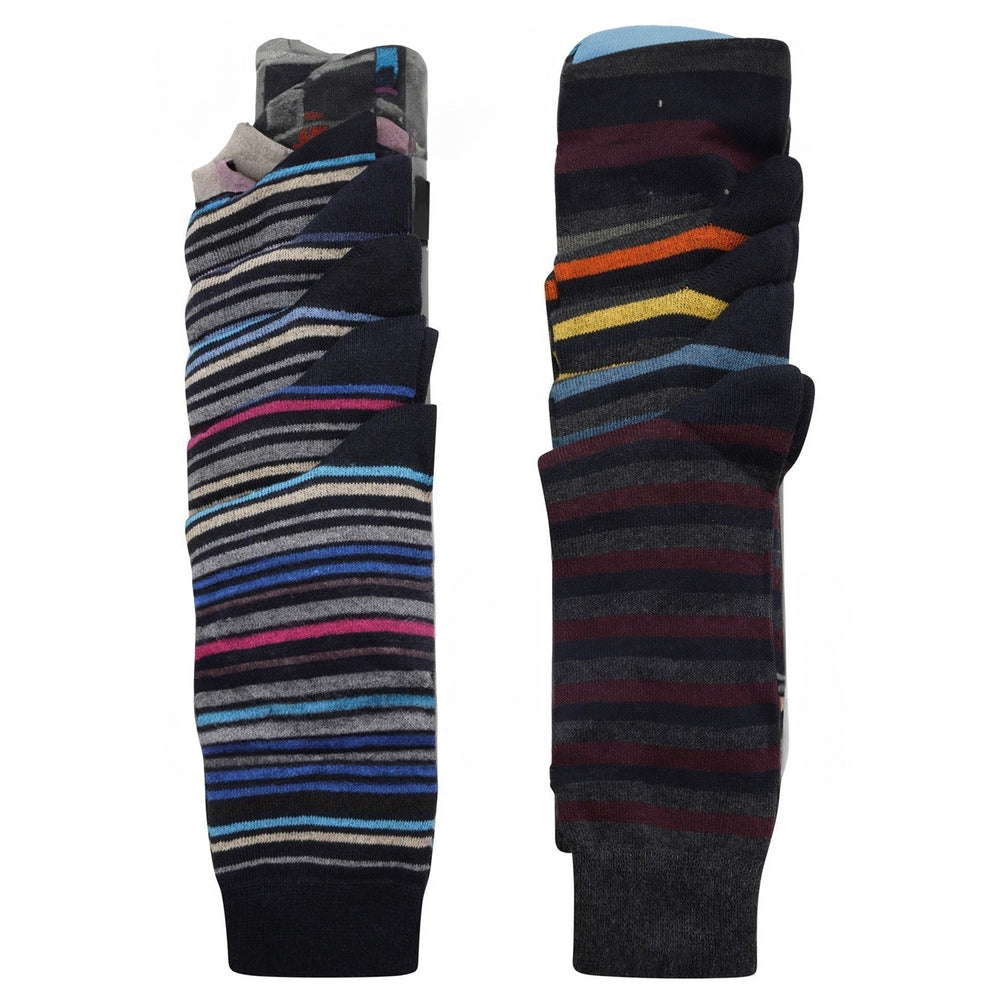 Multicoloured - Front - Ex Store Mens Striped Socks (Pack of 10)