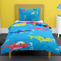 Blue-Multicoloured - Side - Baby Shark Childrens-Kids Doo Doo Reversible Duvet Cover Set