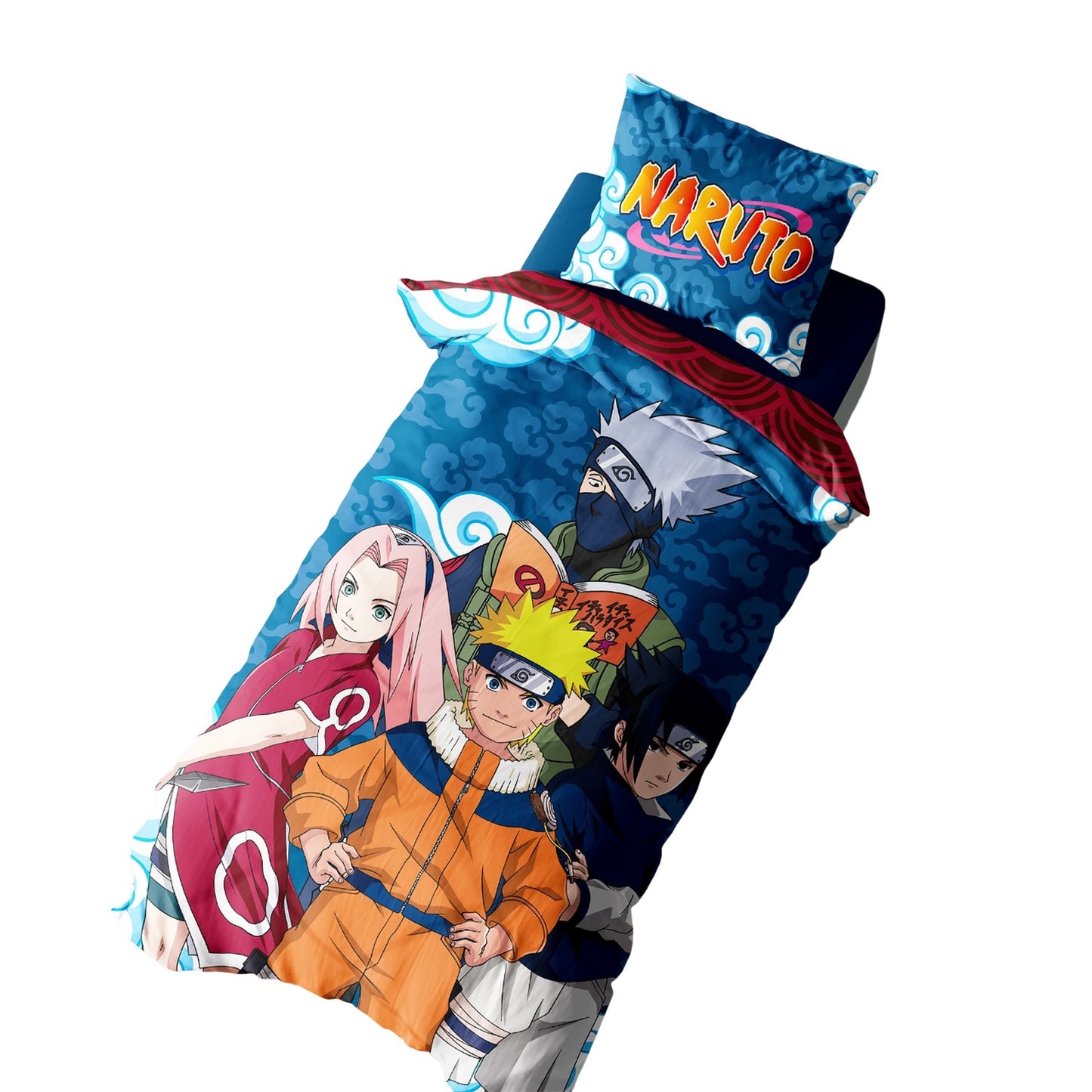 Multicoloured - Back - Naruto Swirling Clouds Reversible Duvet Set