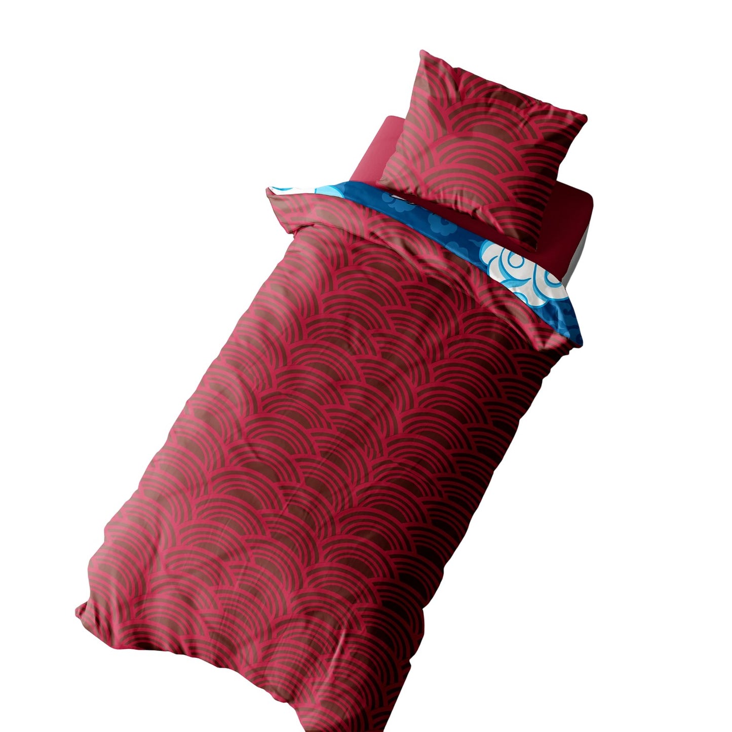 Multicoloured - Side - Naruto Swirling Clouds Reversible Duvet Set