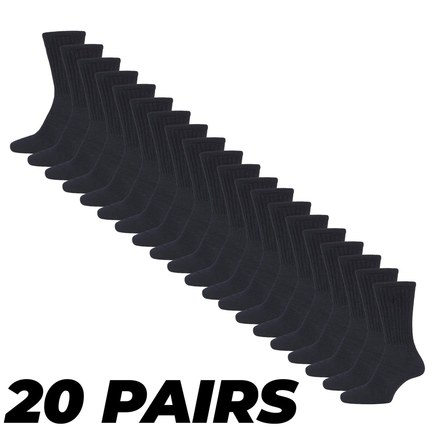 Black - Back - Soxy Mens Cotton Socks (Pack of 20)