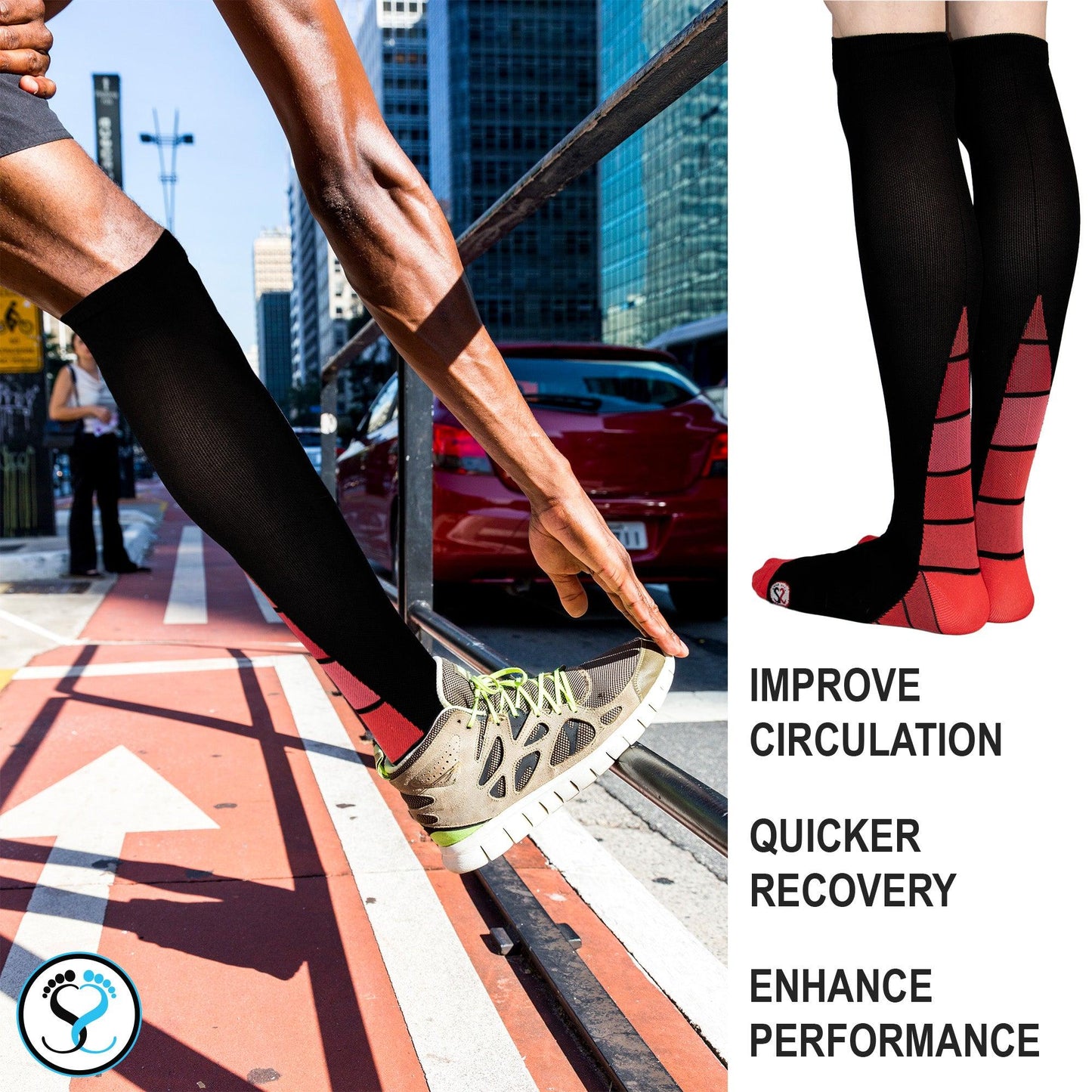 Multicoloured - Side - Public Dealz Mens Compression Socks