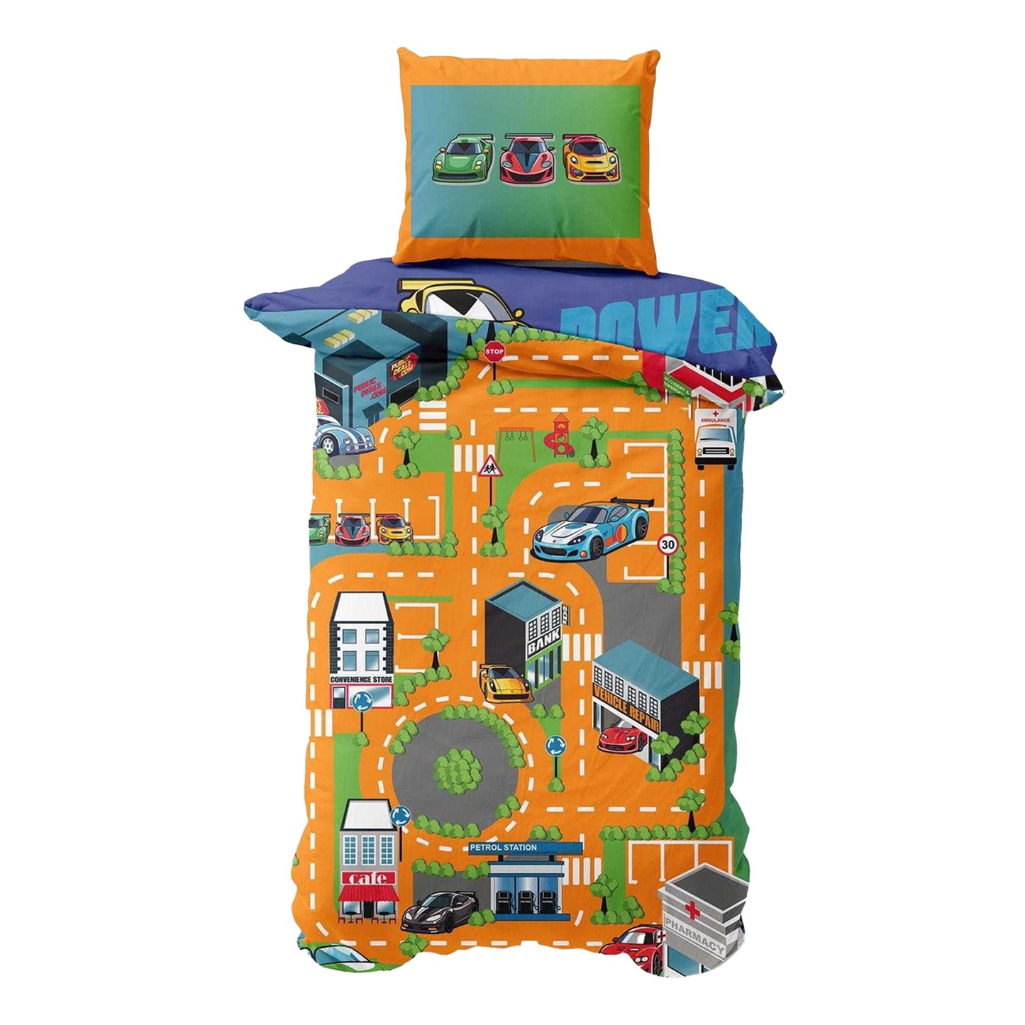 Multicoloured - Back - K Collection Champion Road Track Panel Duvet Set