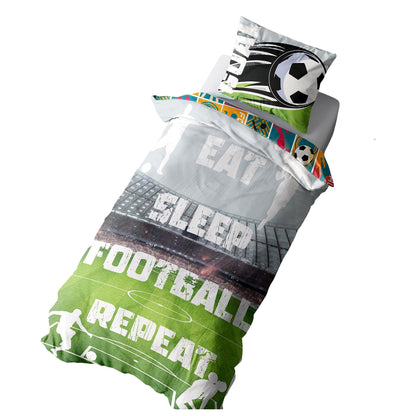 Multicoloured - Back - K Collection Its Coming Home Eat Sleep Football Repeat Panel Duvet Set