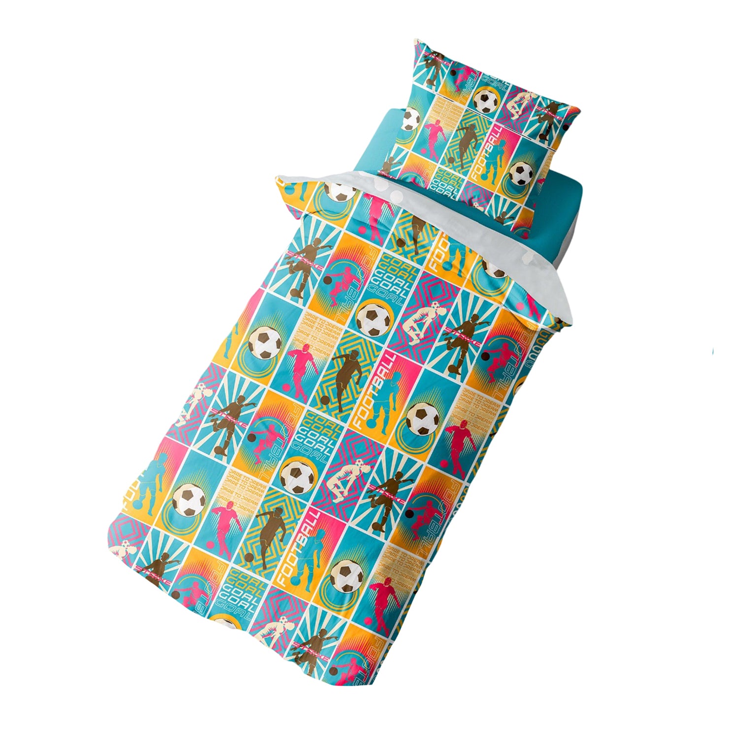 Multicoloured - Side - K Collection Its Coming Home Eat Sleep Football Repeat Panel Duvet Set
