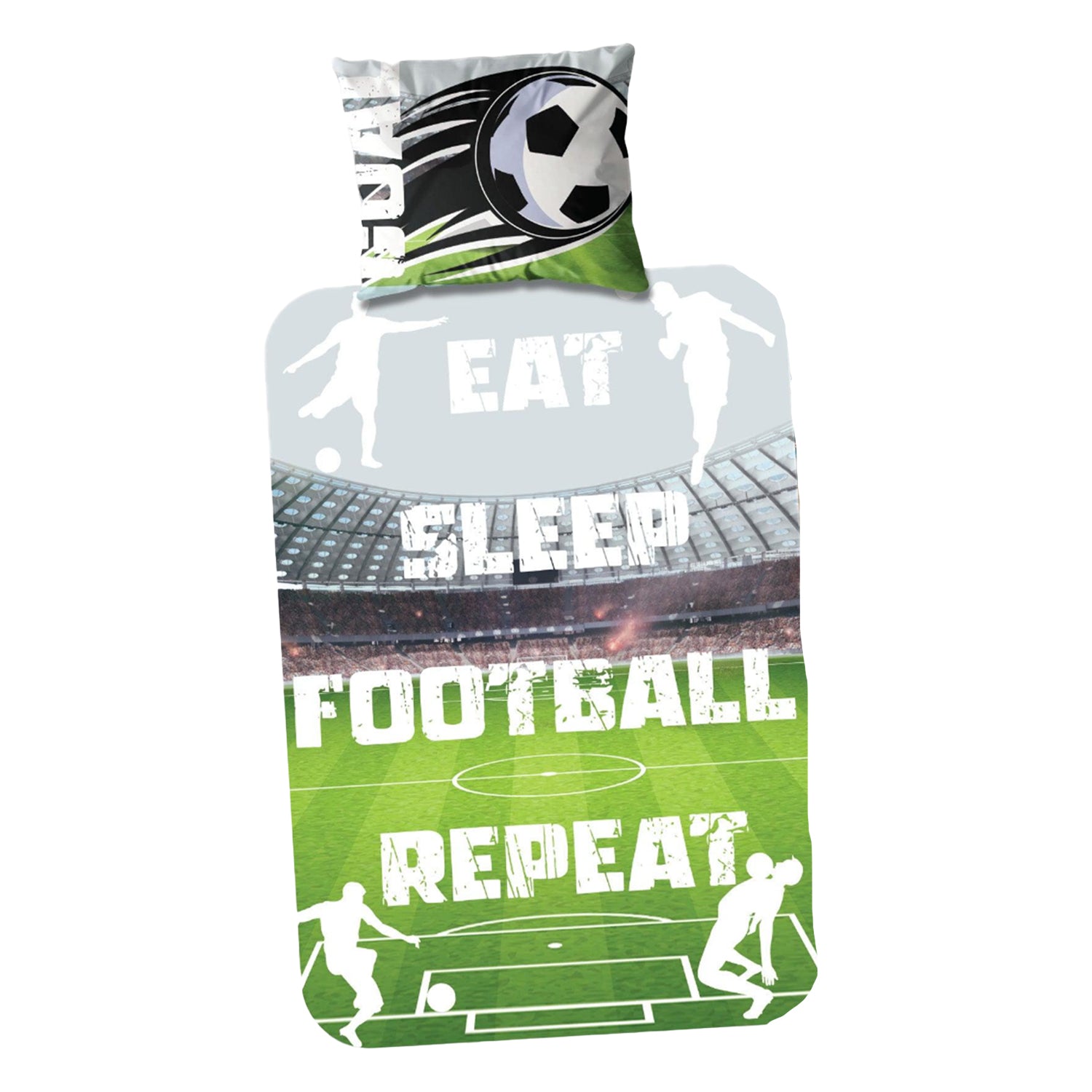 Multicoloured - Front - K Collection Its Coming Home Eat Sleep Football Repeat Panel Duvet Set