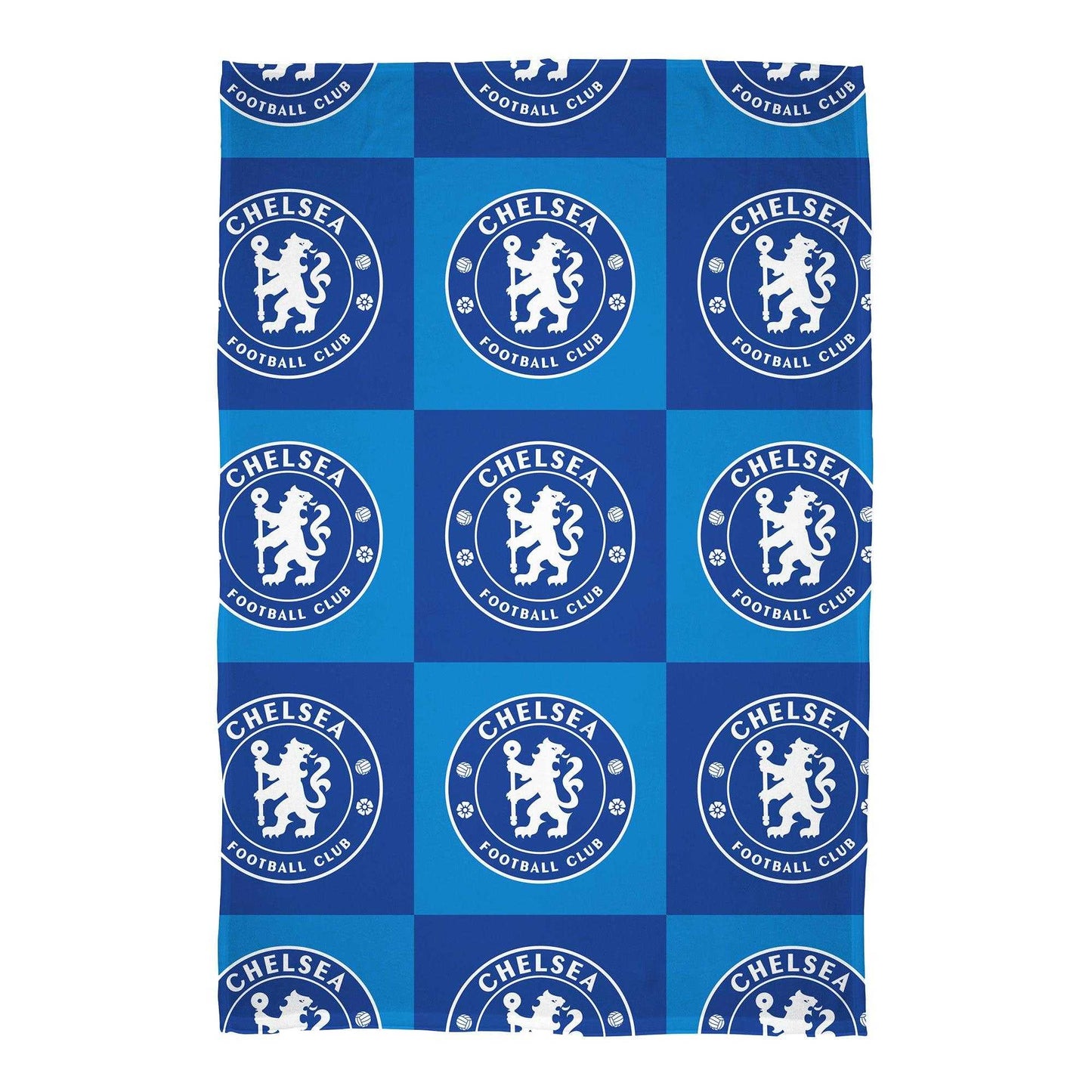 Blue-White - Front - Chelsea FC Polyester Checkered Fleece Blanket