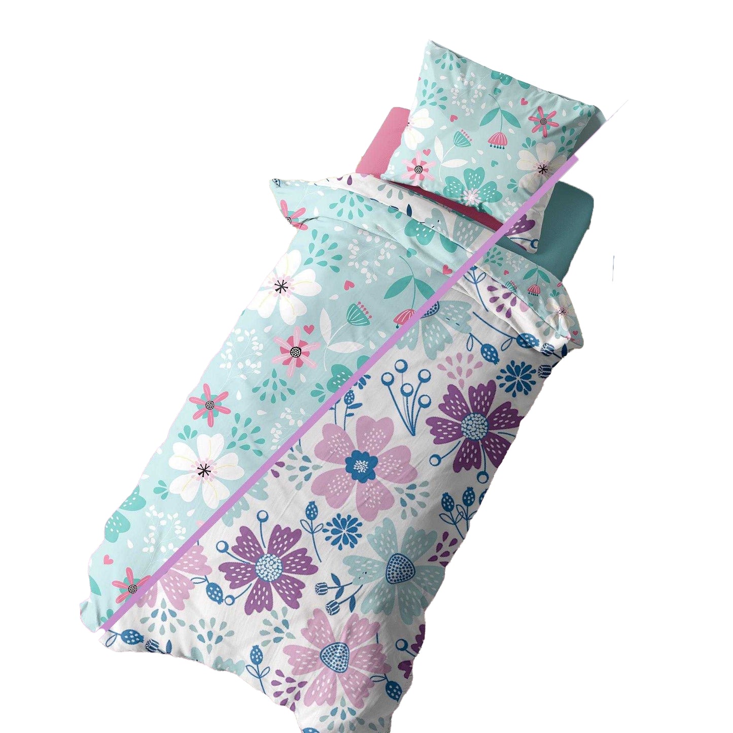Multicoloured - Side - K Collection Rotary Floral Panelled Duvet Set