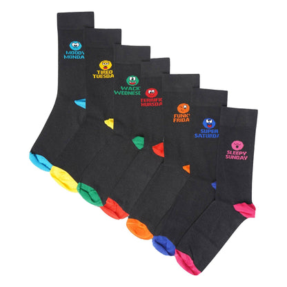 Multicoloured - Front - Public Dealz Mens Mood Of The Week Socks (Pack of 7)