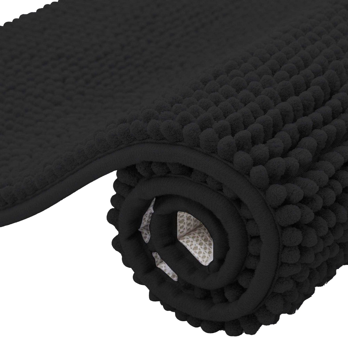Black - Front - K Collection Chenille Bath Mat