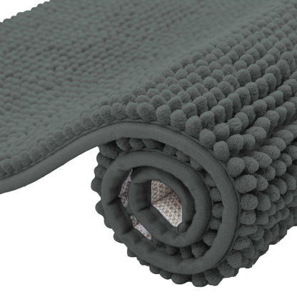 Grey - Front - K Collection Chenille Bath Mat