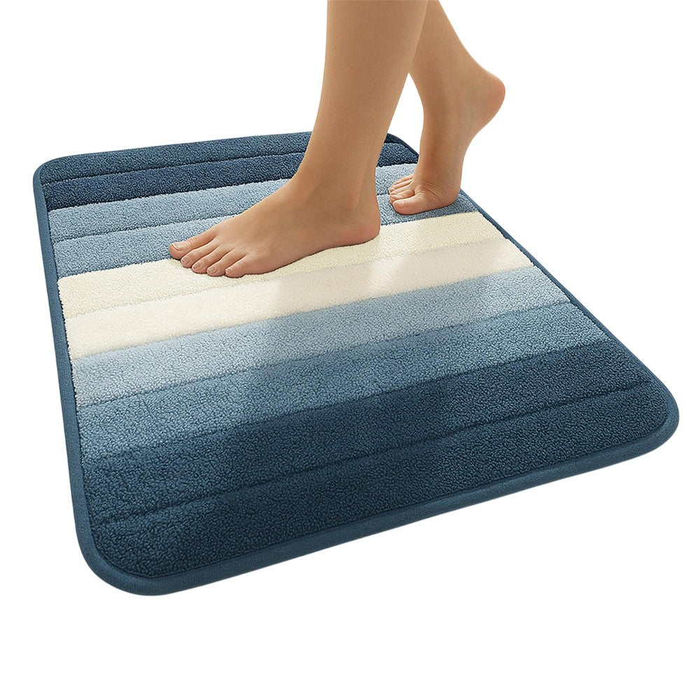 Blue - Back - K Collection Microfibre Bath Mat