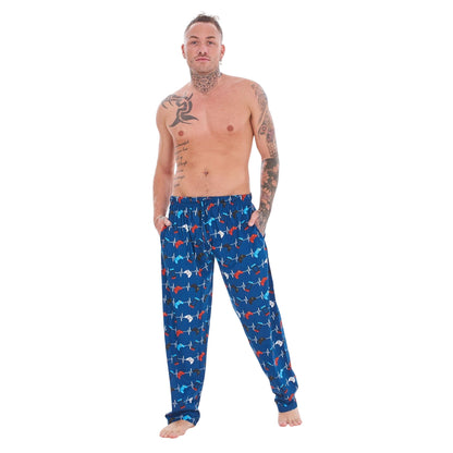 Blue-Grey - Side - Keanu Mens Game For Life Game Controller Lounge Pants (Pack of 2)