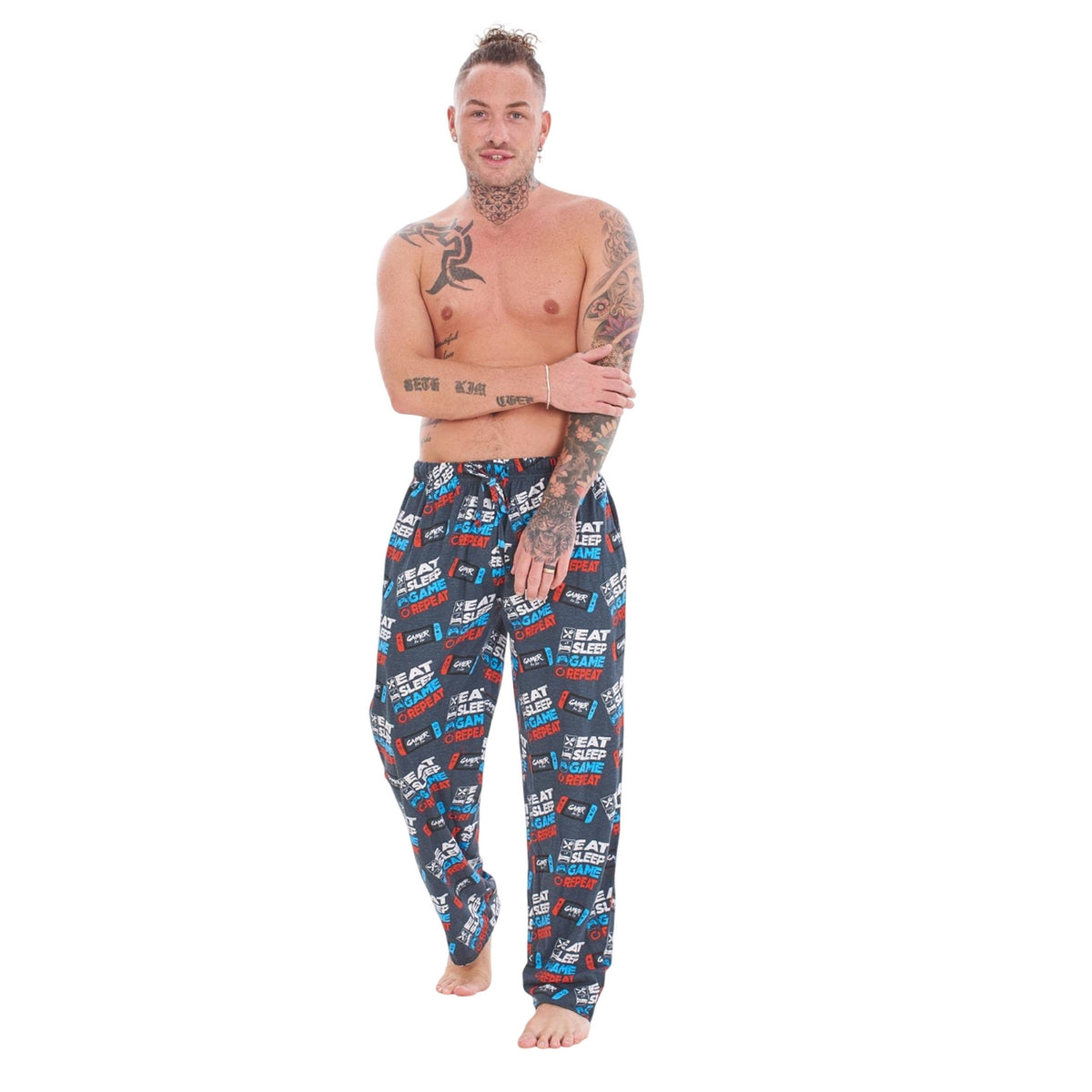 Blue-Grey - Lifestyle - Keanu Mens Game For Life Game Controller Lounge Pants (Pack of 2)