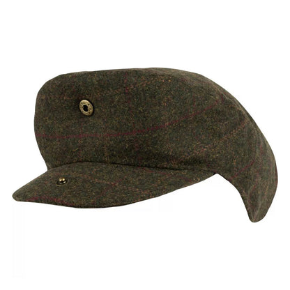 Dark Olive - Close up - Jack Pyke Mens Wool Blend Flat Cap