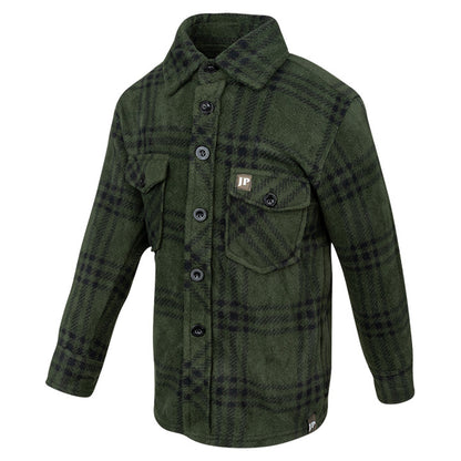 Green - Side - Jack Pyke Childrens-Kids Checked Polar Fleece Shirt