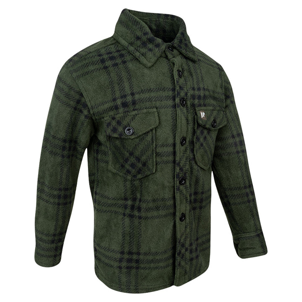 Green - Lifestyle - Jack Pyke Childrens-Kids Checked Polar Fleece Shirt