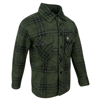 Green - Lifestyle - Jack Pyke Childrens-Kids Checked Polar Fleece Shirt