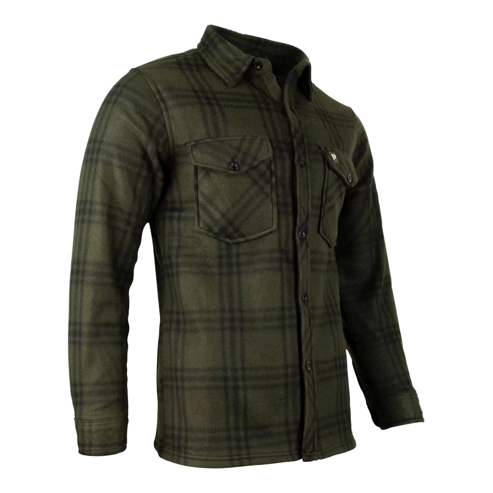 Green - Side - Jack Pyke Mens Checked Polar Fleece Shirt